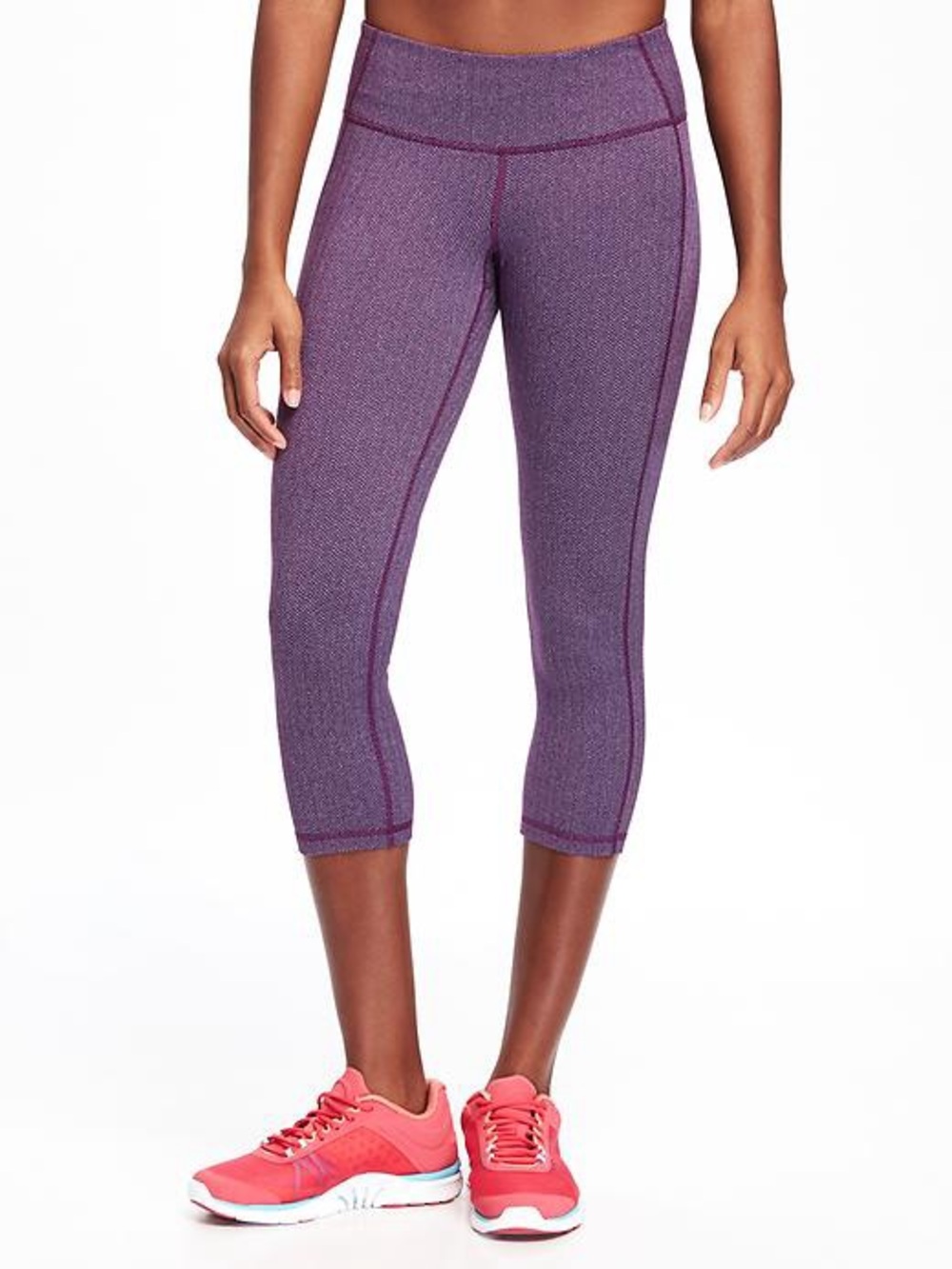 High-Rise Purple Capri Leggings Heather Lilac Athletic Tights Gym Yoga Running S